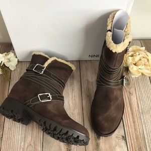 Nine West Brown Suede Wedge Booties 9.5M